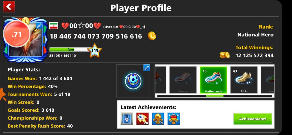 اکانت ساکر استارز لول۱۵۵