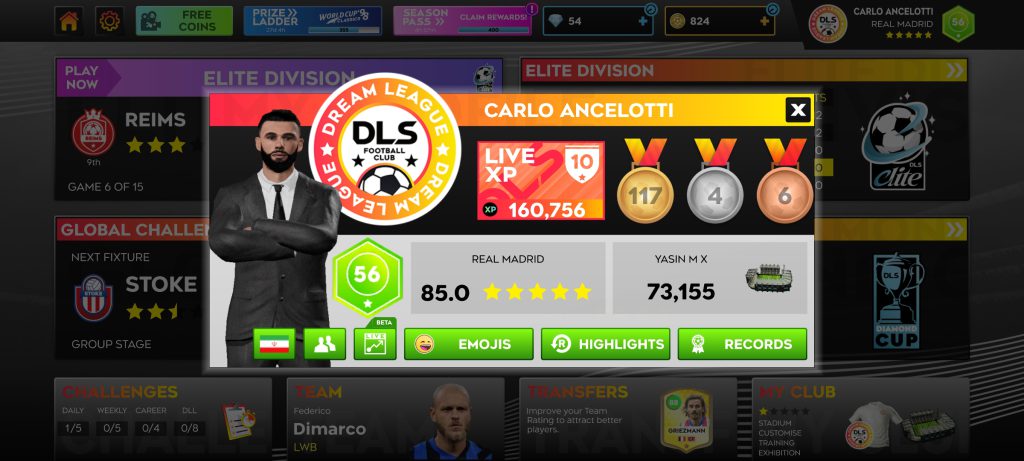 اکانت دریم لیگ یوتیوبری