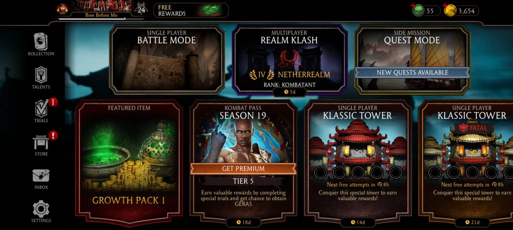 اکانت مورتال کامبت موبایل