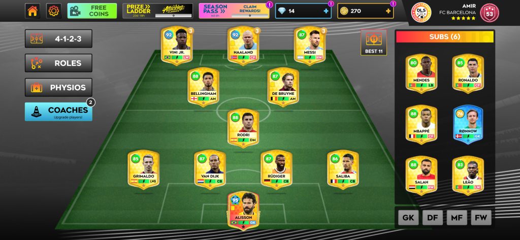 اکانت دریم لیگ با بازیکنان خوب