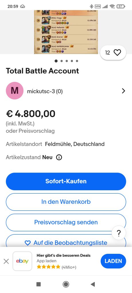 فروش اکانت Total battle