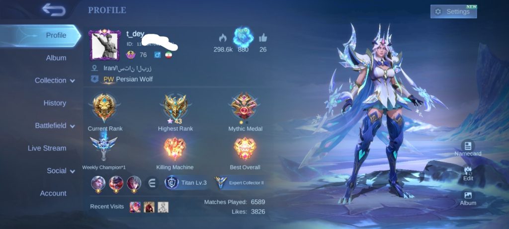 اکانت موباید لجند