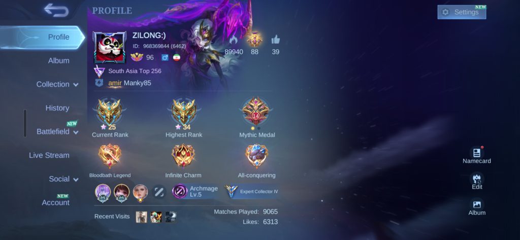 اکانت ۸ ساله مدال ۲۵۶ بازیکن برتر جنوب آسیا