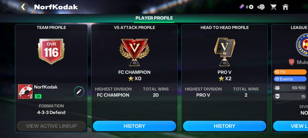 اکانت Fc mobile (116 OVR)