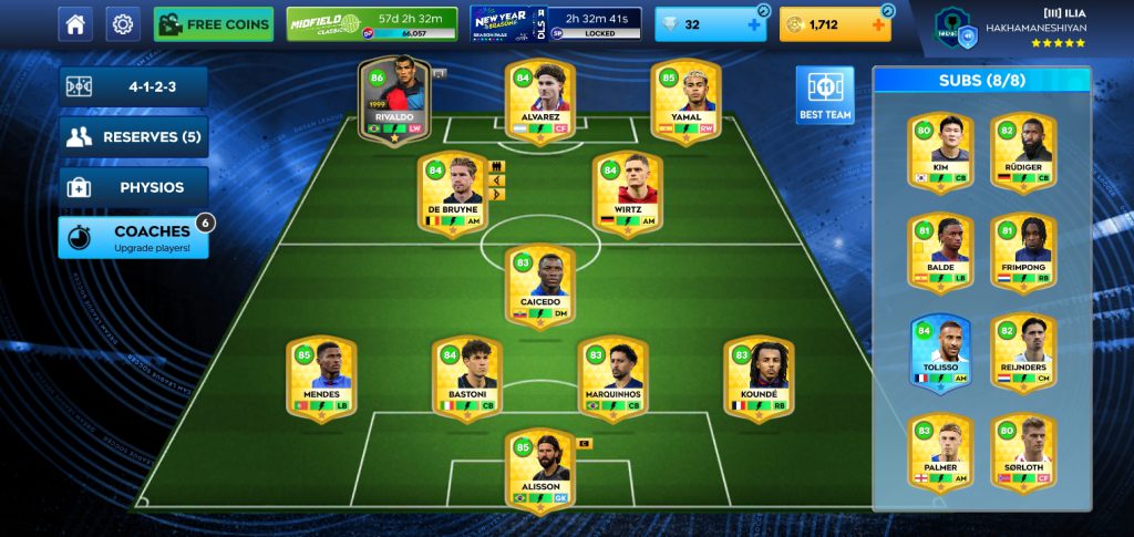 اکانت دریم لیگ خوب و به صرفه با حضور ریوالدو